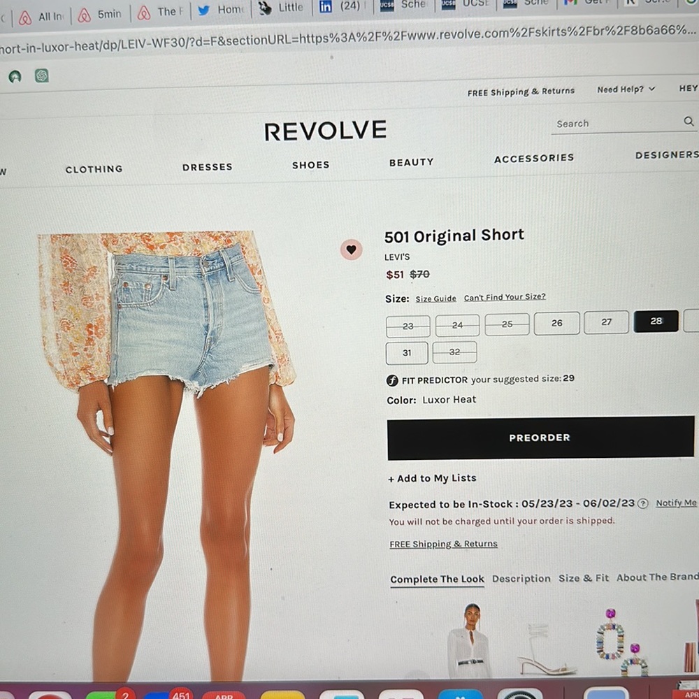 501 Original Short Levi Jean Shorts size 28